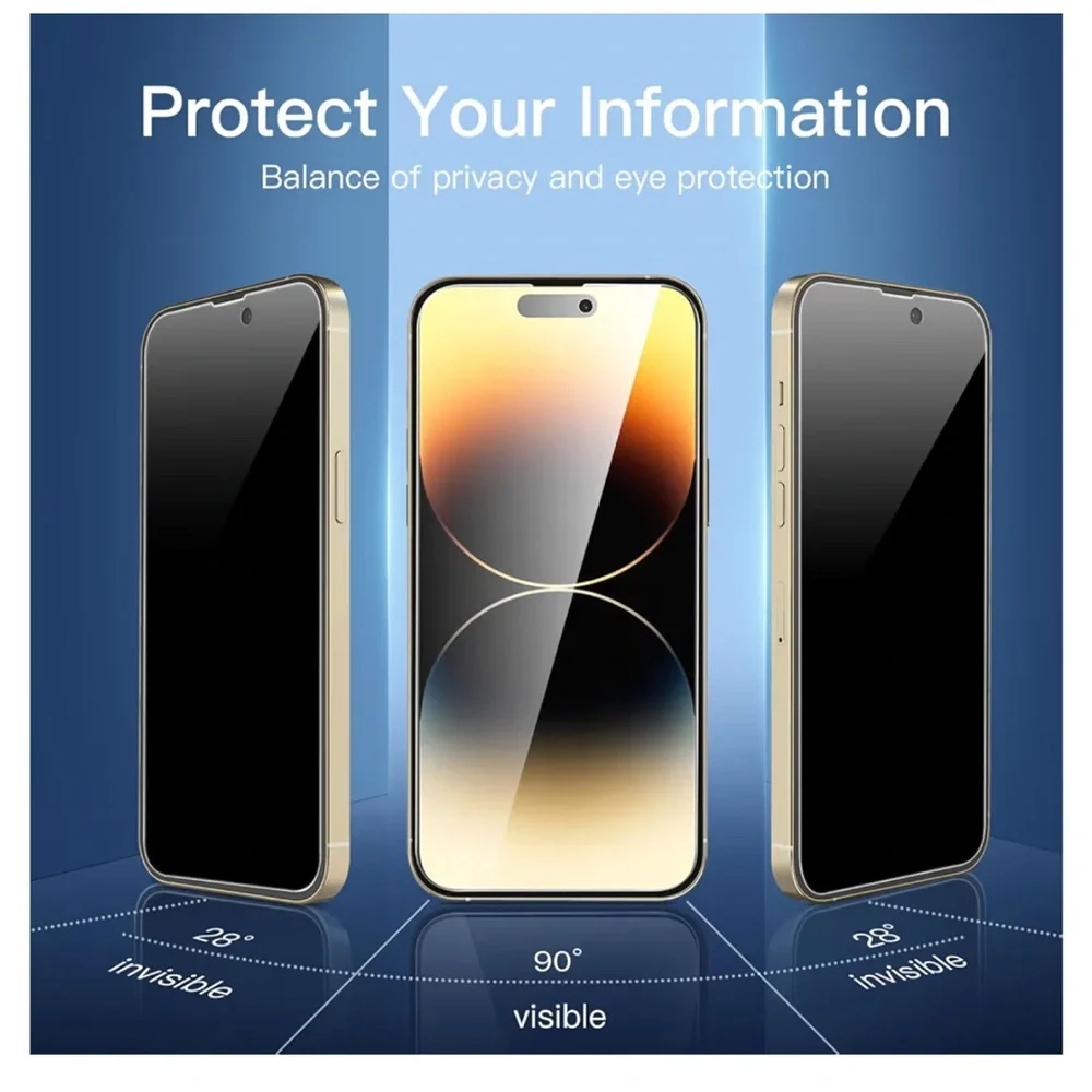 For iPhone 14/15 Pro Max Privacy Screen Protector 6-Pack Tempered Glass
